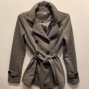 J2 Short Grey Wrap Belted Jacket Size M‎